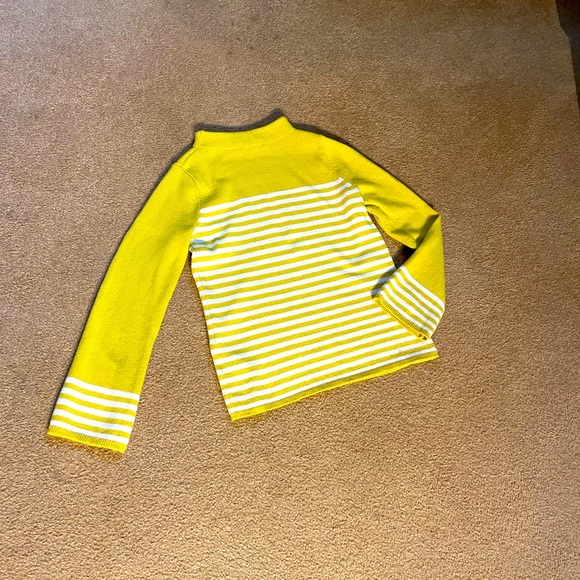 Boden mimosa yellow and white striped wool sweater with mock neck - Picture 2 of 16
